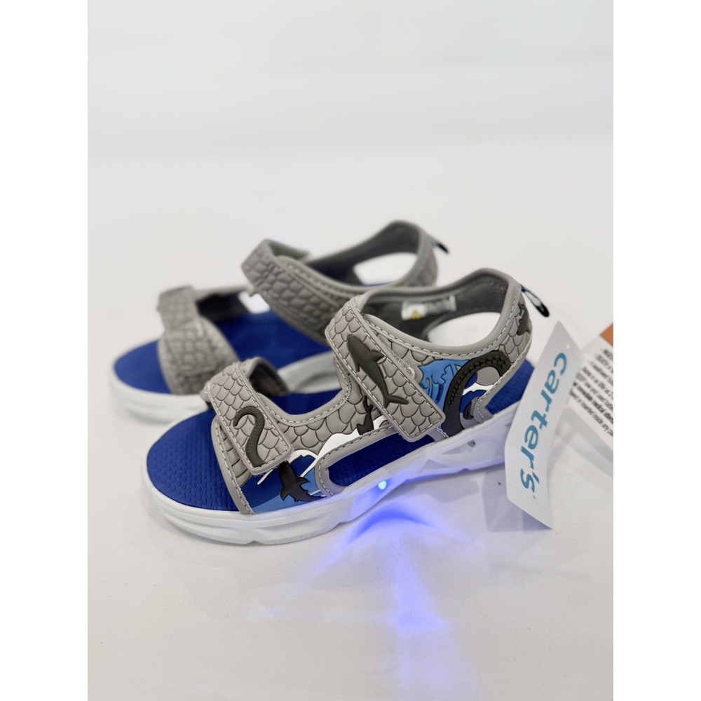 Carter's Tanis Shark Light Up Sandals Adjustable Straps Toddler Boys Size 12T
